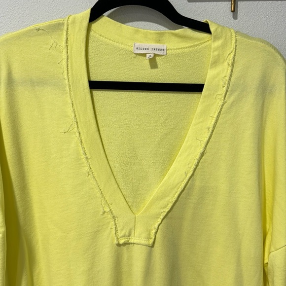 NWOT Gilded Intent brand , yellow low v neck sweater , size M - Picture 3 of 9